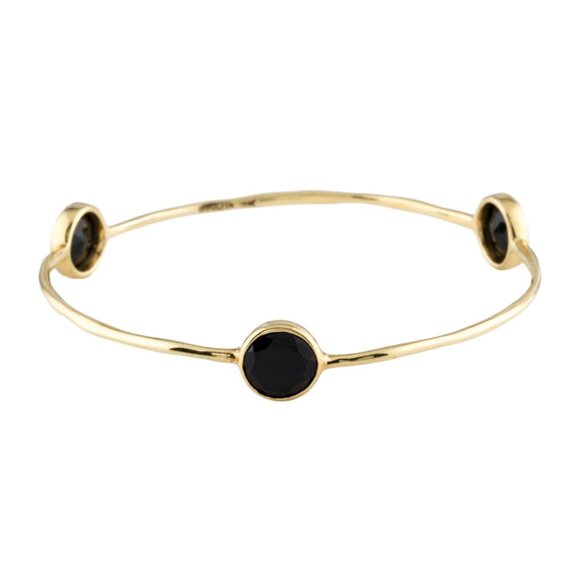 IPPOLITA 18K 750 YELLOW GOLDNEPHRITE STATION BANGLE BRACELET
